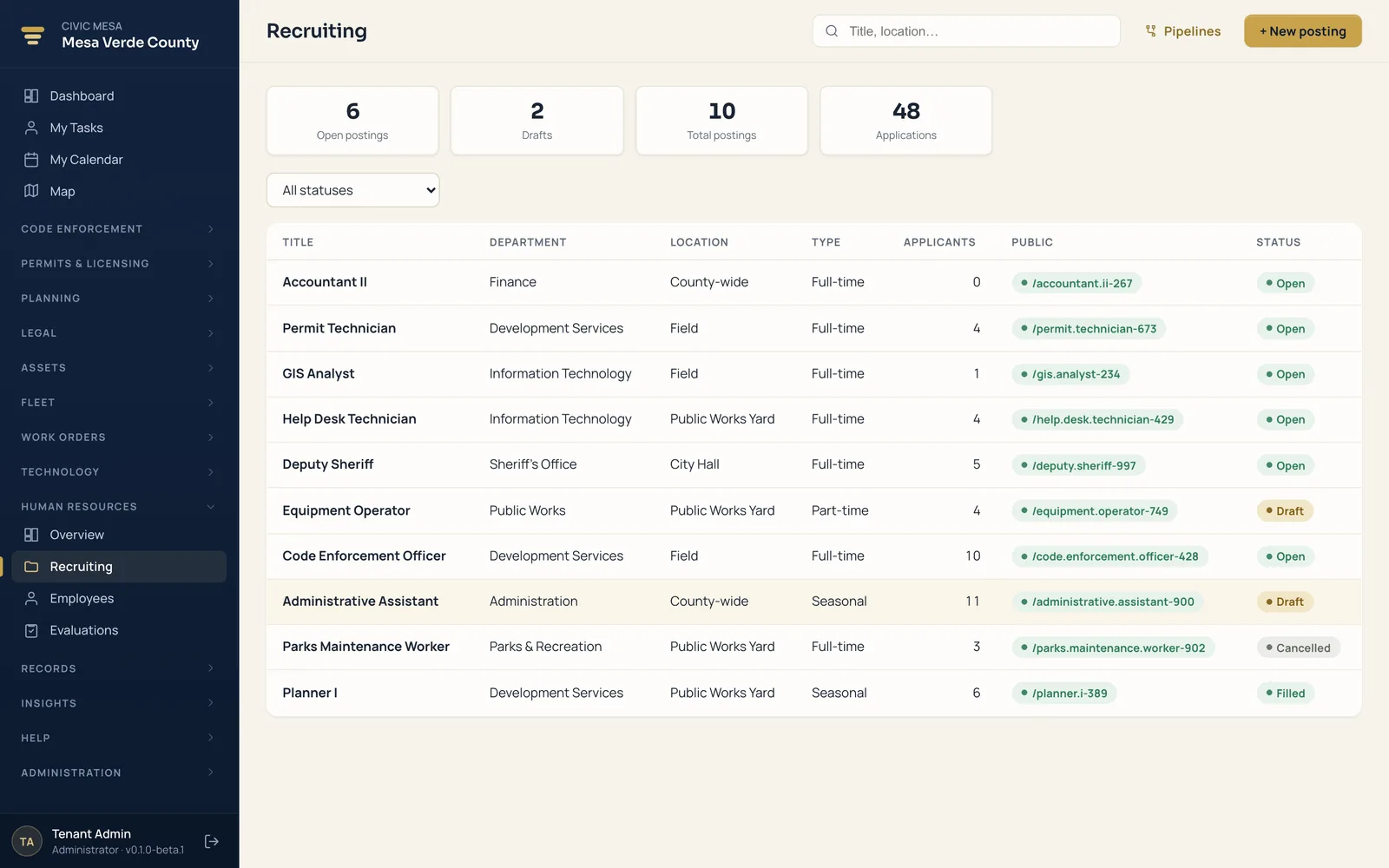 HR recruiting pipeline