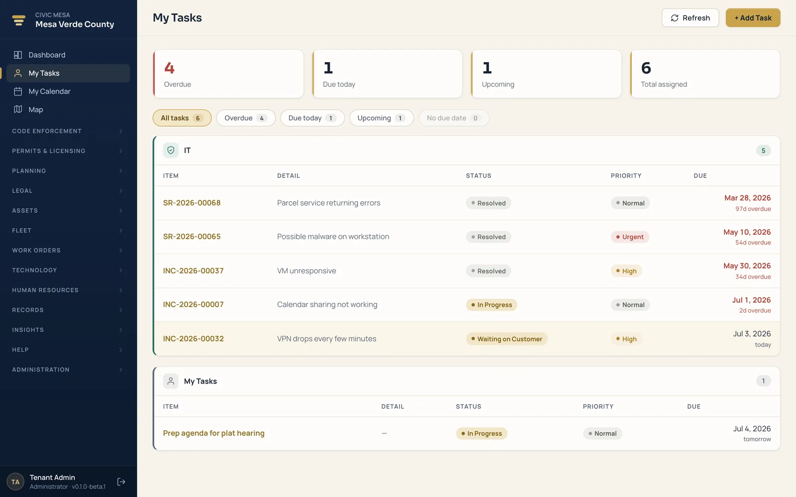 My Tasks cross-module worklist